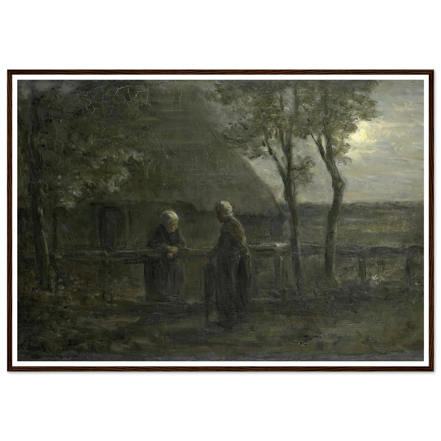 ‘Neighborly Gossip’ (1897) Art Print | Jozef Israels - Framed Poster - 30x40 cm / 12x16″ - Black frame