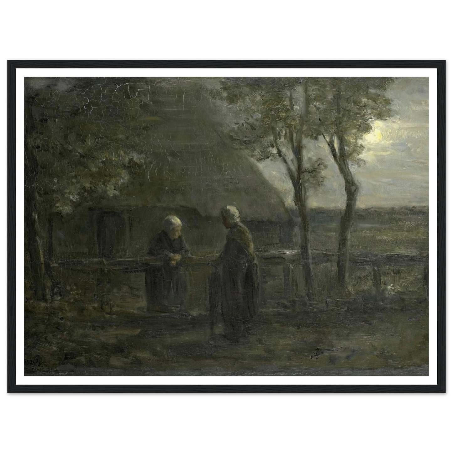 ‘Neighborly Gossip’ (1897) Art Print | Jozef Israels - Framed Poster - 30x40 cm / 12x16″ - Black frame