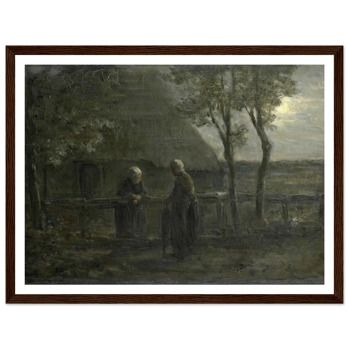 ‘Neighborly Gossip’ (1897) Art Print | Jozef Israels - Framed Poster - 30x40 cm / 12x16″ - Black frame