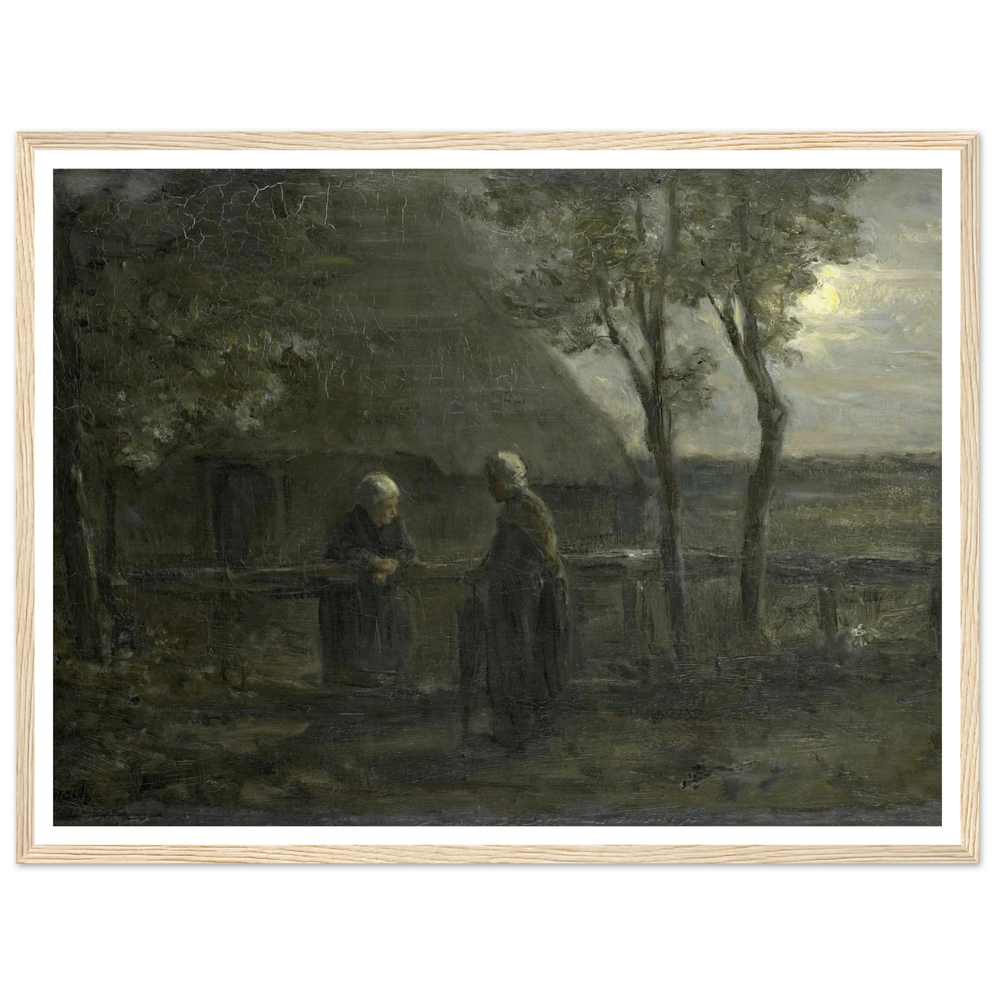 ‘Neighborly Gossip’ (1897) Art Print | Jozef Israels - Framed Poster - 30x40 cm / 12x16″ - Black frame