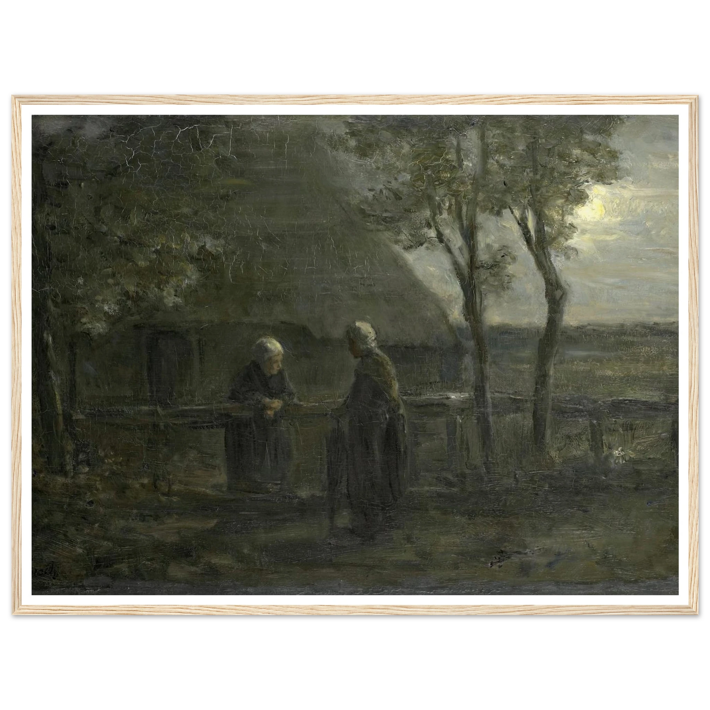 ‘Neighborly Gossip’ (1897) Art Print | Jozef Israels - Framed Poster - 30x40 cm / 12x16″ - Black frame