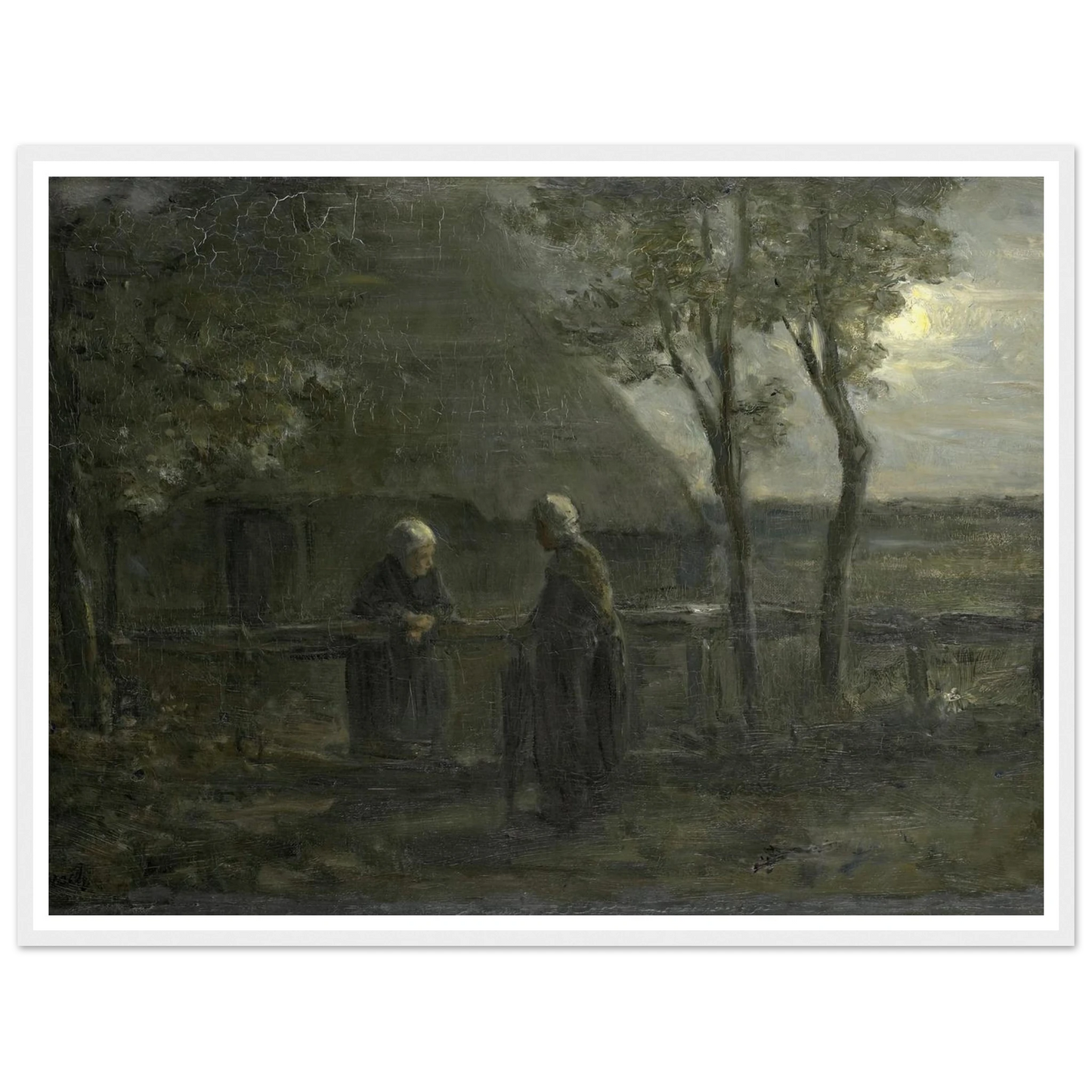 ‘Neighborly Gossip’ (1897) Art Print | Jozef Israels - Framed Poster - 30x40 cm / 12x16″ - Black frame