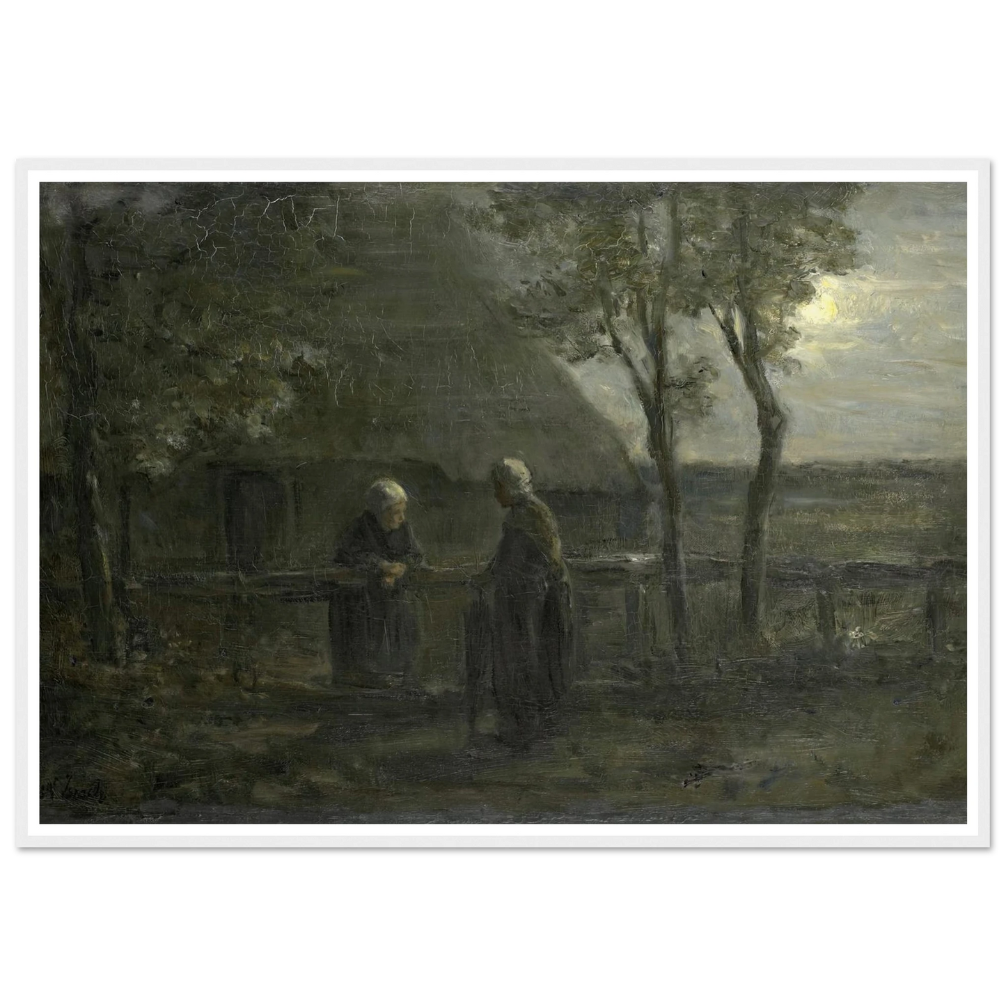 ‘Neighborly Gossip’ (1897) Art Print | Jozef Israels - Framed Poster - 30x40 cm / 12x16″ - Black frame