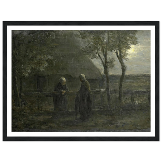 ‘Neighborly Gossip’ (1897) Art Print | Jozef Israels - Framed Poster - 30x40 cm / 12x16″ - Black frame