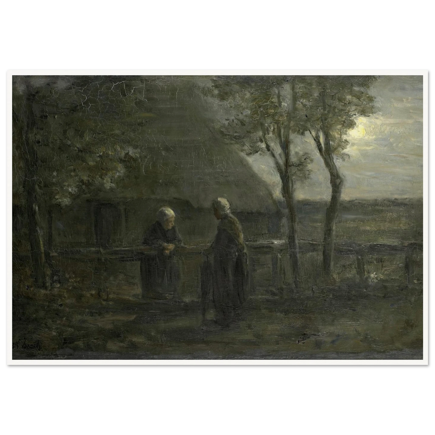 ‘Neighborly Gossip’ (1897) Art Print | Jozef Israels - Framed Poster - 30x40 cm / 12x16″ - Black frame
