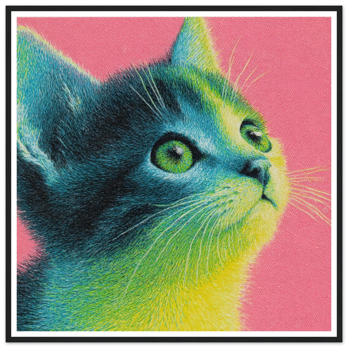 Neon Gaze - Framed Poster - 30x30 cm / 12x12″ - Black frame