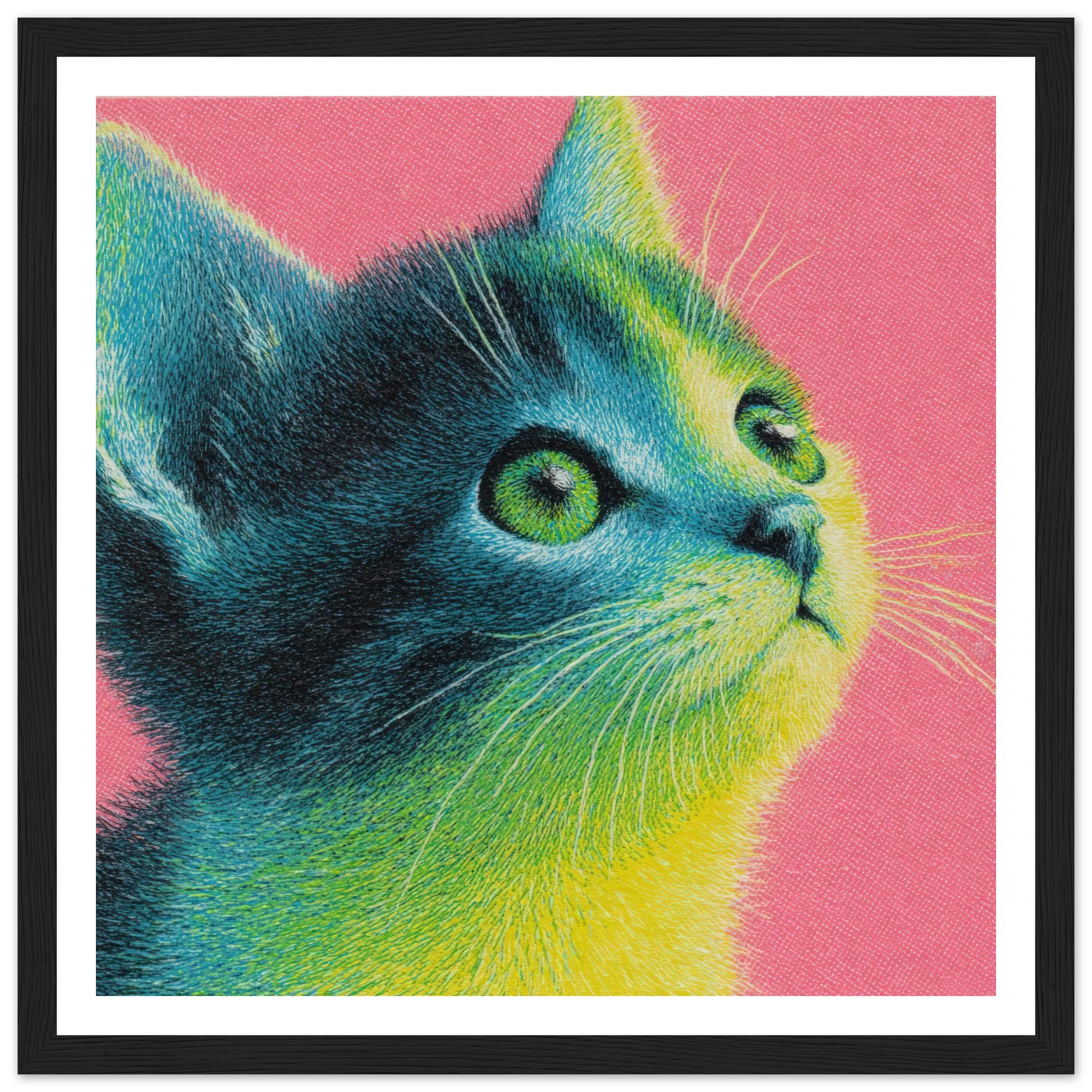 Neon Gaze - Framed Poster - 30x30 cm / 12x12″ - Black frame