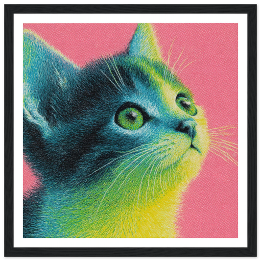 Neon Gaze - Framed Poster - 30x30 cm / 12x12″ - Black frame