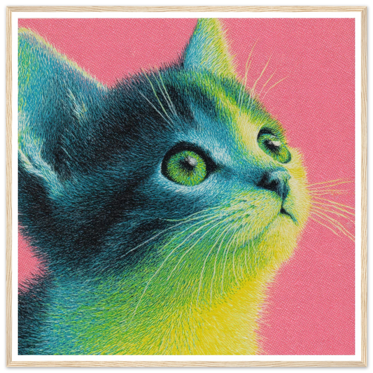 Neon Gaze - Framed Poster - 30x30 cm / 12x12″ - Black frame