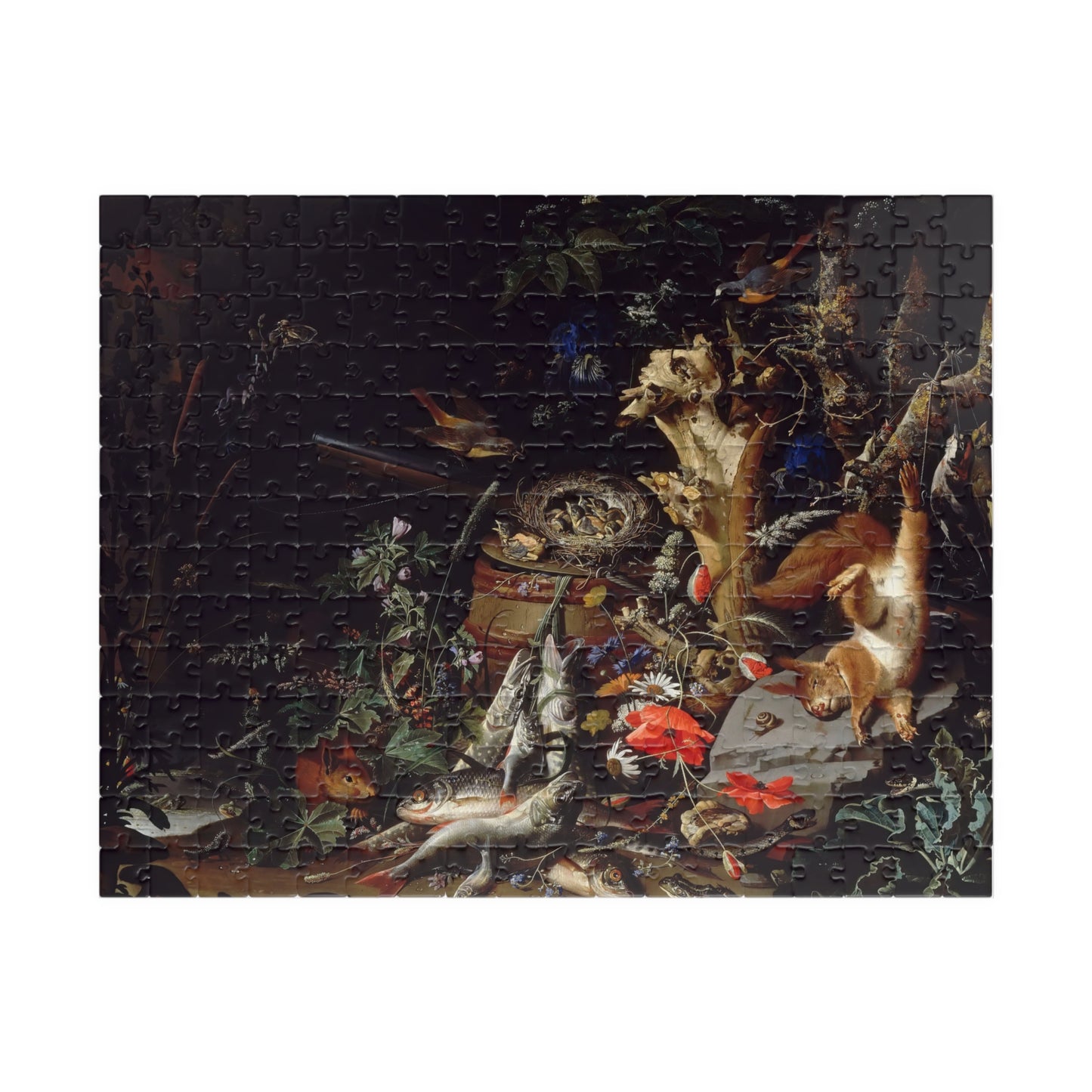 Nest of red-tailed white-breasted birds Puzzle | Abraham Mignon - - 252 pcs (Horizontal) - 