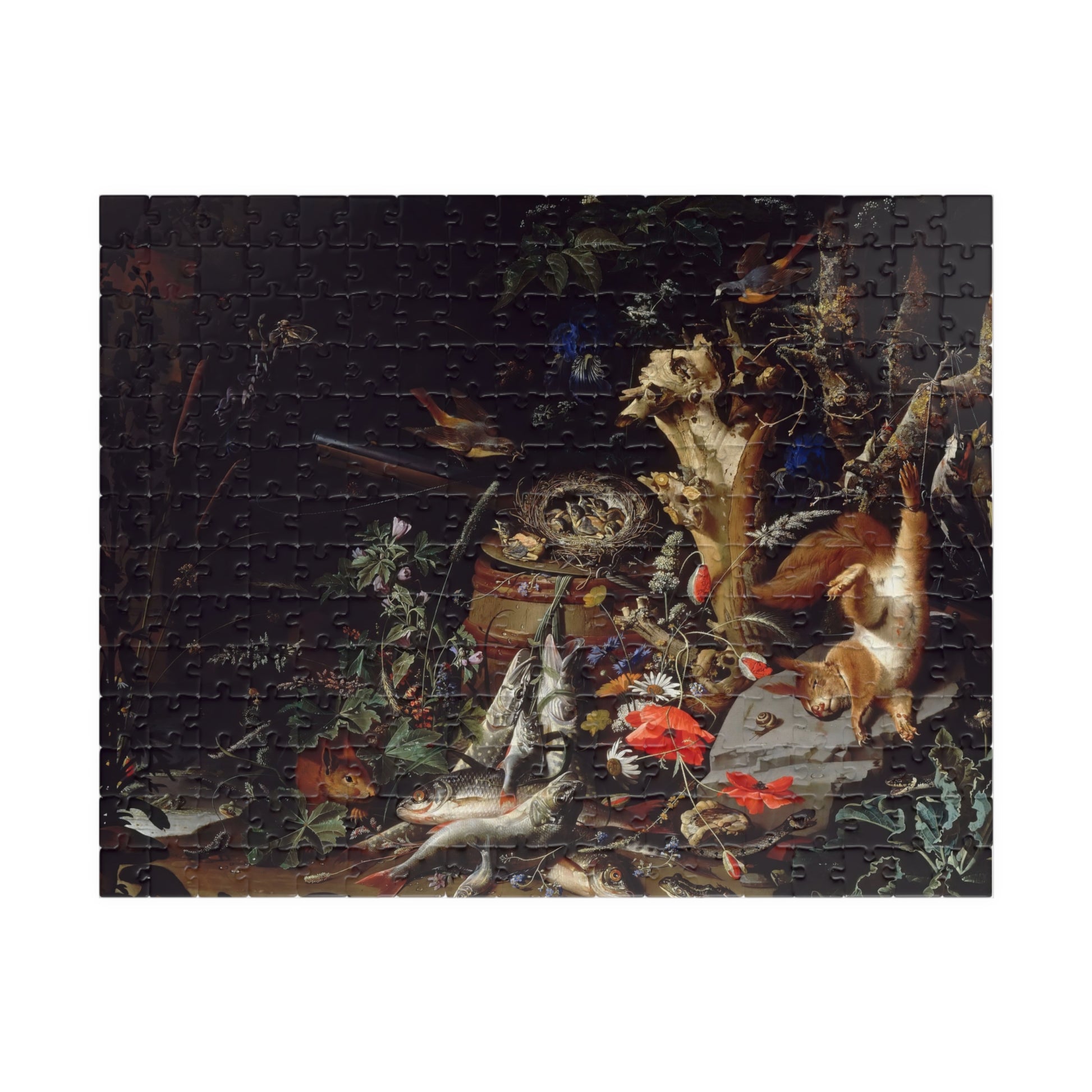 Nest of red-tailed white-breasted birds Puzzle | Abraham Mignon - - 252 pcs (Horizontal) - 