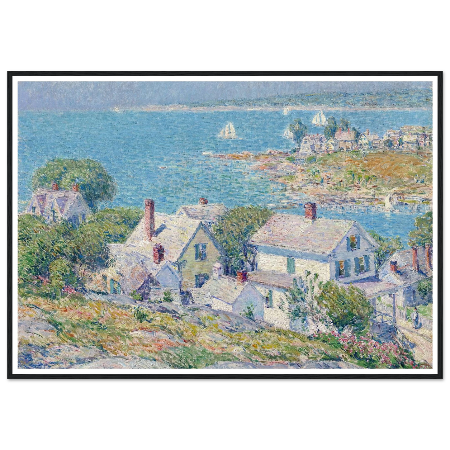 New England Headlands (1899) Art Print | Childe Hassam - Framed Poster - 30x40 cm / 12x16″ - Black frame