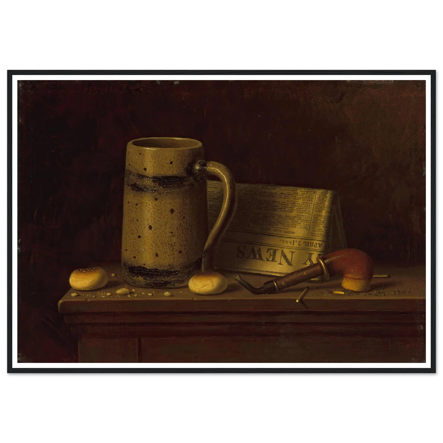 New York Daily News (1888) Art Print | William Michael Harnett - Framed Poster - 30x40 cm / 12x16″ - Black frame