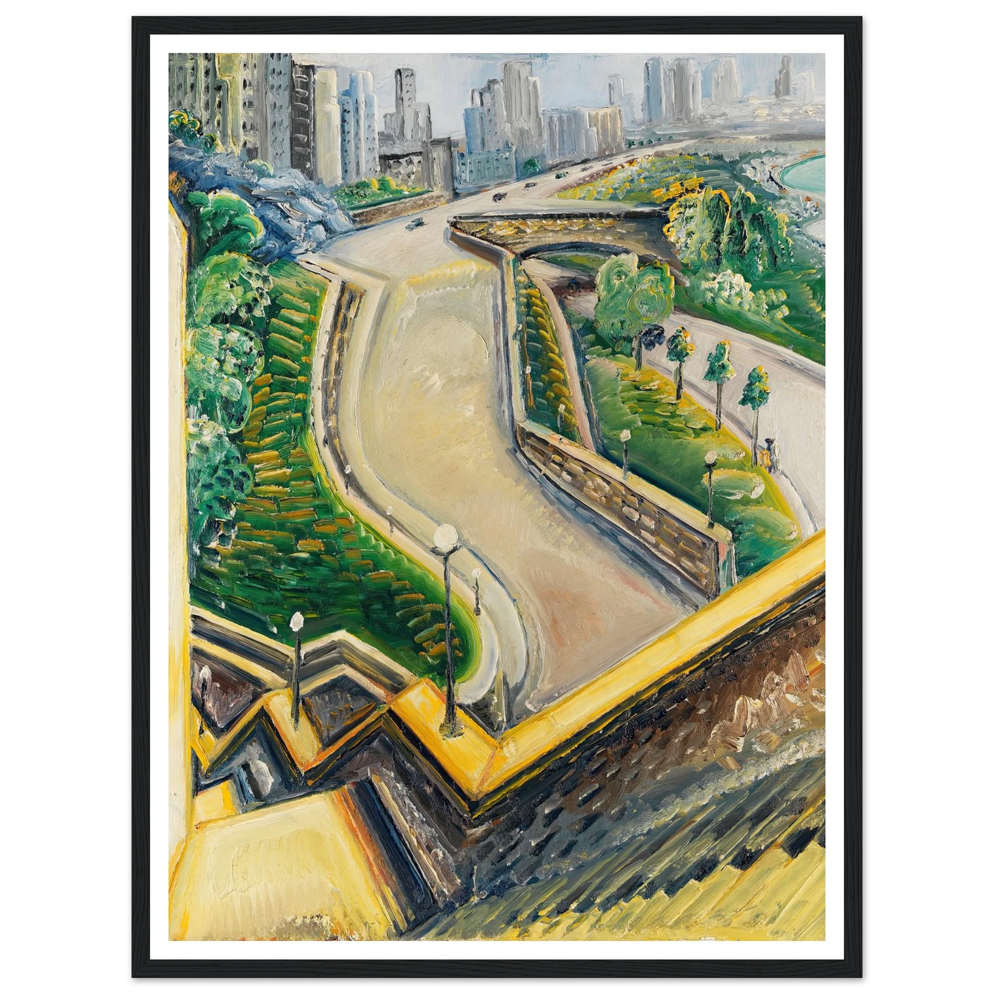 New York Riverside Drive (1934) Art Print | Paul Kleinschmidt - Framed Poster - 30x40 cm / 12x16″ - Black frame