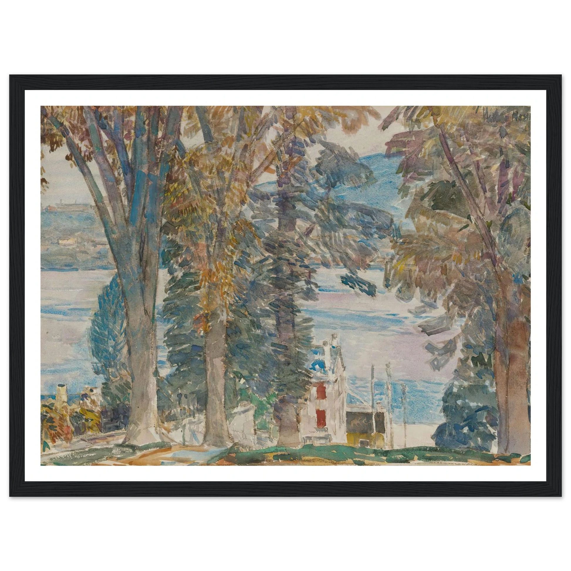 Newburgh, New York (1914) Art Print | Childe Hassam - Framed Poster - 30x40 cm / 12x16″ - Black frame