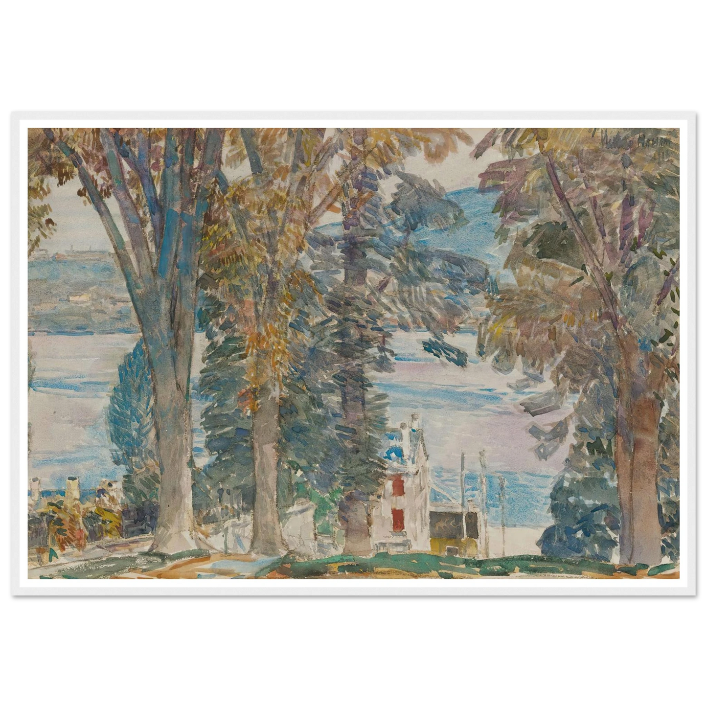 Newburgh, New York (1914) Art Print | Childe Hassam - Framed Poster - 30x40 cm / 12x16″ - Black frame