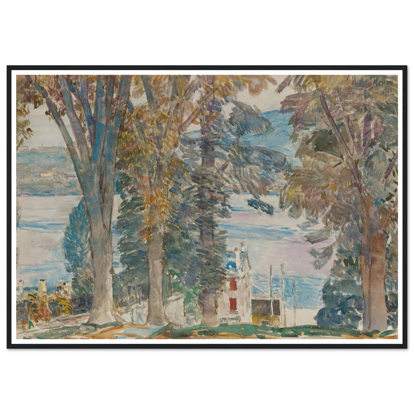 Newburgh, New York (1914) Art Print | Childe Hassam - Framed Poster - 30x40 cm / 12x16″ - Black frame