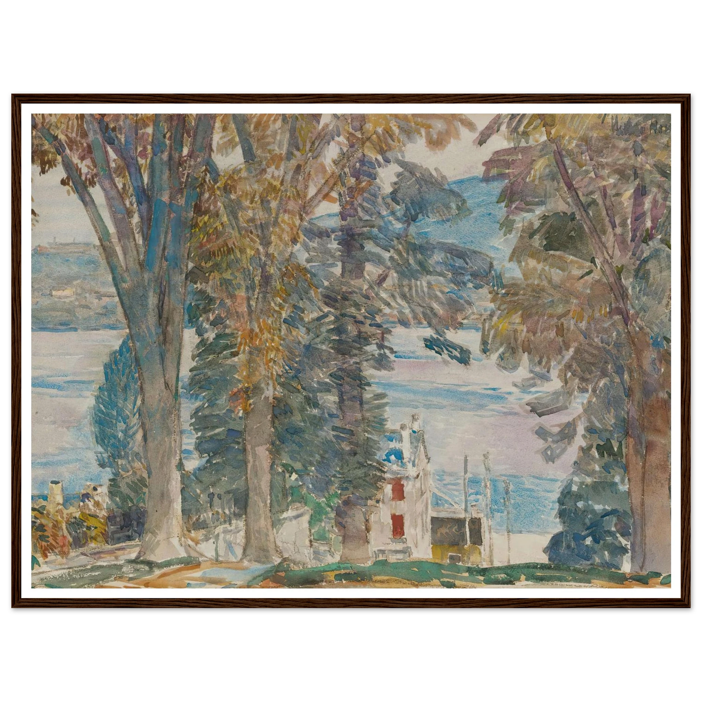 Newburgh, New York (1914) Art Print | Childe Hassam - Framed Poster - 30x40 cm / 12x16″ - Black frame