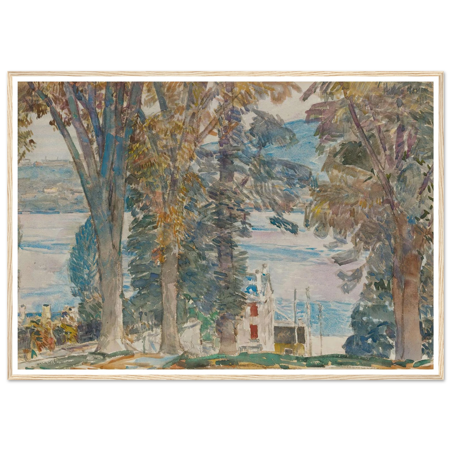 Newburgh, New York (1914) Art Print | Childe Hassam - Framed Poster - 30x40 cm / 12x16″ - Black frame