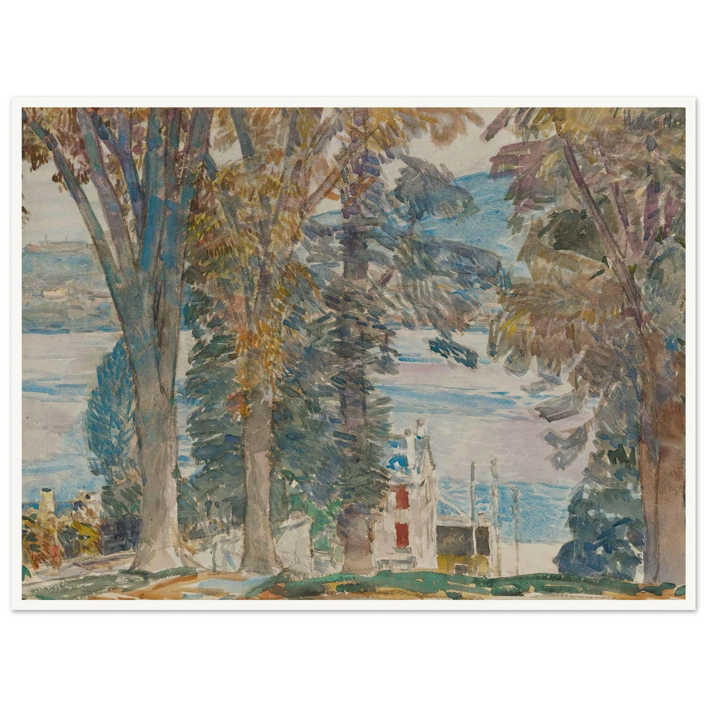 Newburgh, New York (1914) Art Print | Childe Hassam - Framed Poster - 30x40 cm / 12x16″ - Black frame