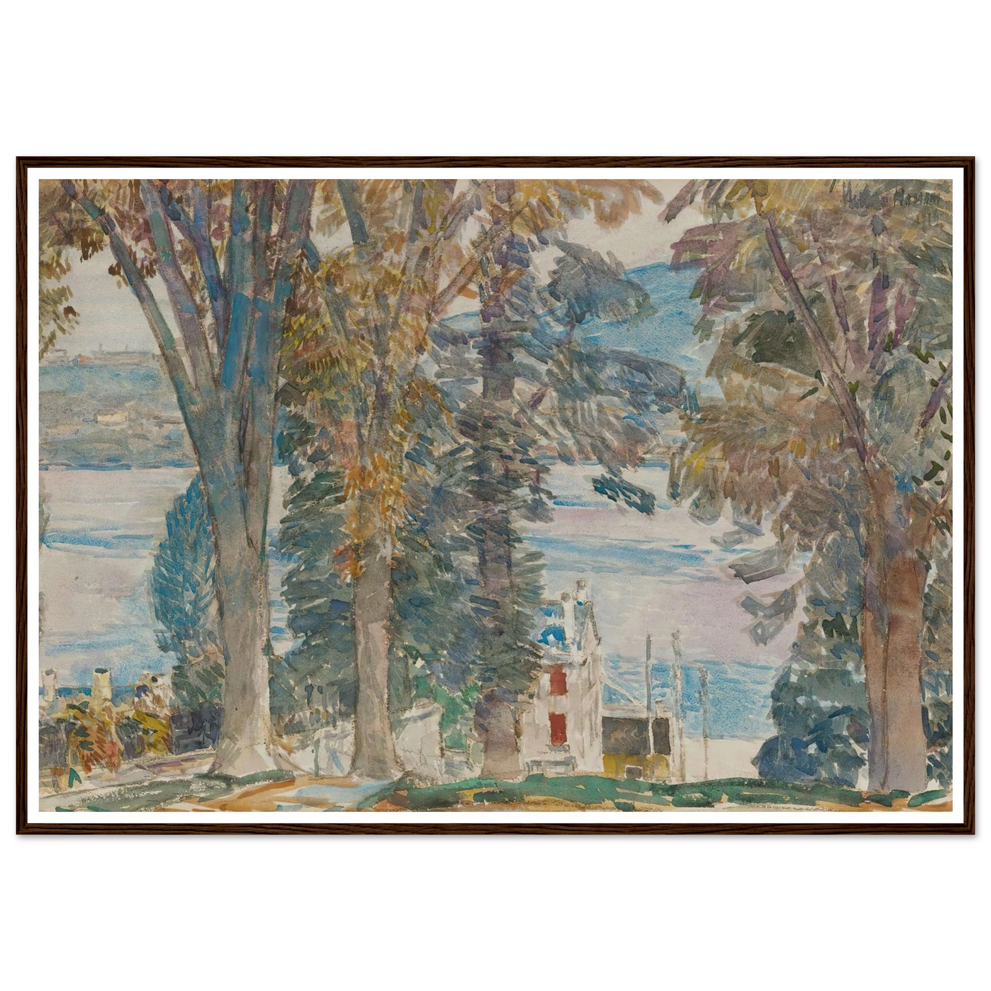 Newburgh, New York (1914) Art Print | Childe Hassam - Framed Poster - 30x40 cm / 12x16″ - Black frame