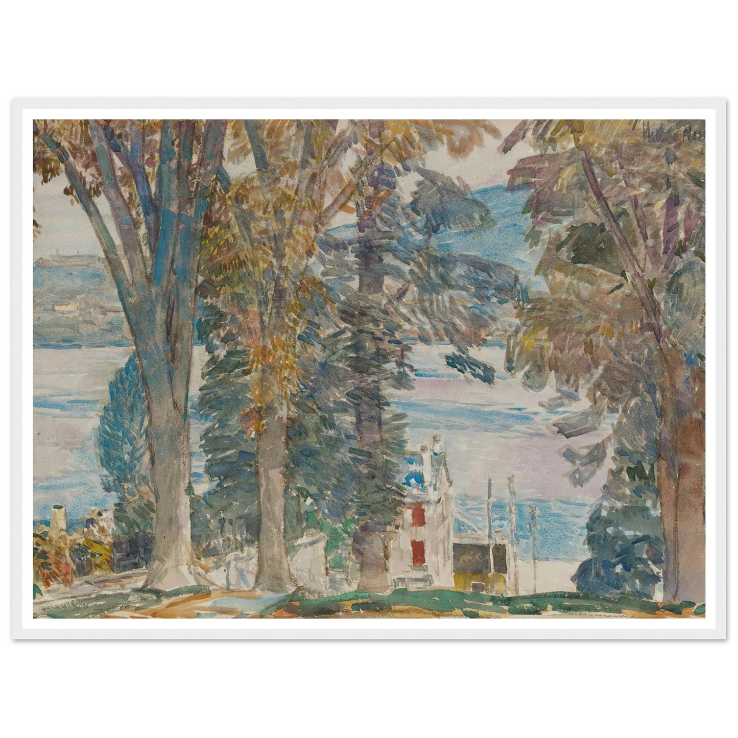 Newburgh, New York (1914) Art Print | Childe Hassam - Framed Poster - 30x40 cm / 12x16″ - Black frame