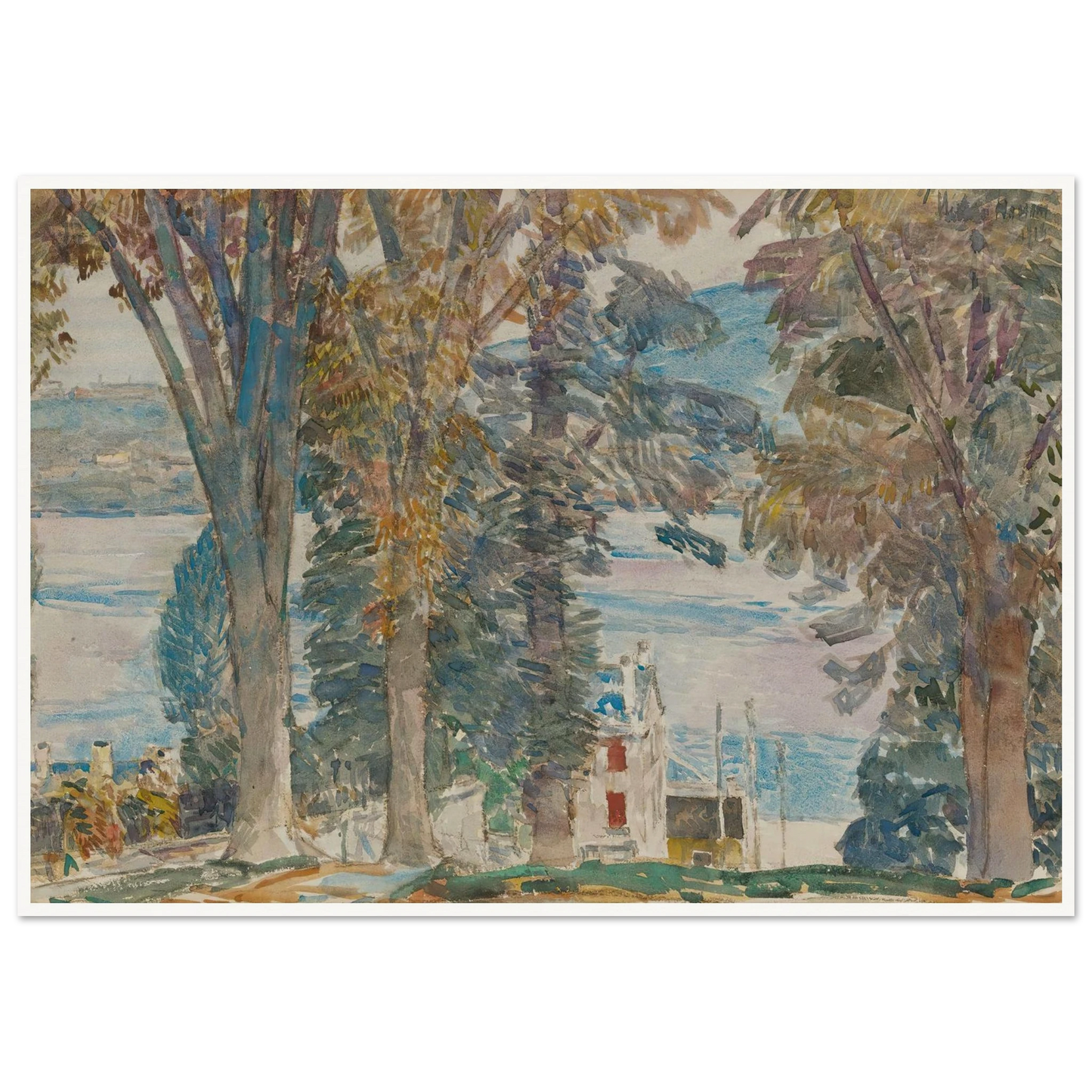 Newburgh, New York (1914) Art Print | Childe Hassam - Framed Poster - 30x40 cm / 12x16″ - Black frame
