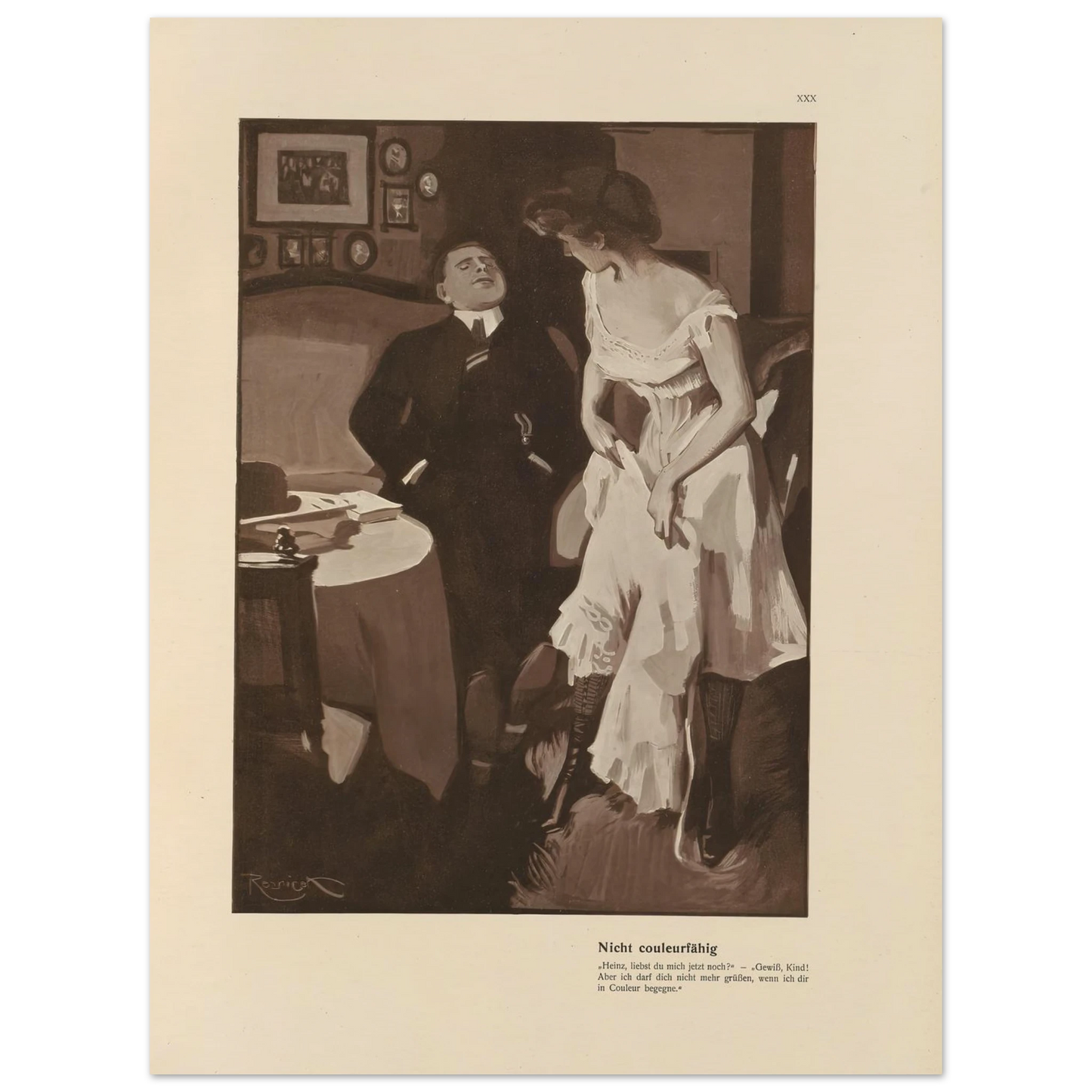 Nicht couleurfàhig (1908) Art Print | Ferdinand Freiherr von Reznicek - Framed Poster - 30x40 cm / 12x16″ - Black frame