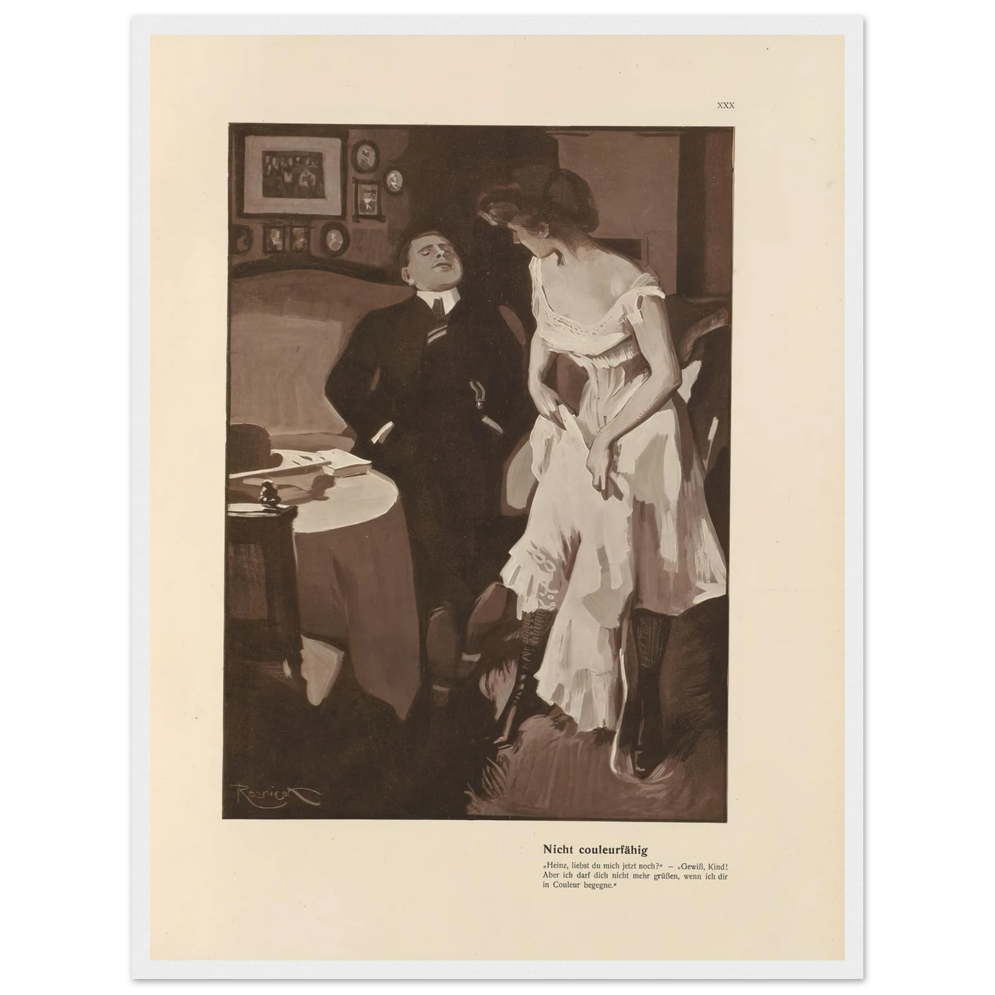 Nicht couleurfàhig (1908) Art Print | Ferdinand Freiherr von Reznicek - Framed Poster - 30x40 cm / 12x16″ - Black frame