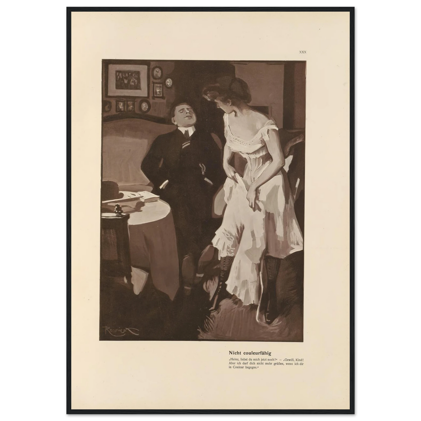 Nicht couleurfàhig (1908) Art Print | Ferdinand Freiherr von Reznicek - Framed Poster - 30x40 cm / 12x16″ - Black frame