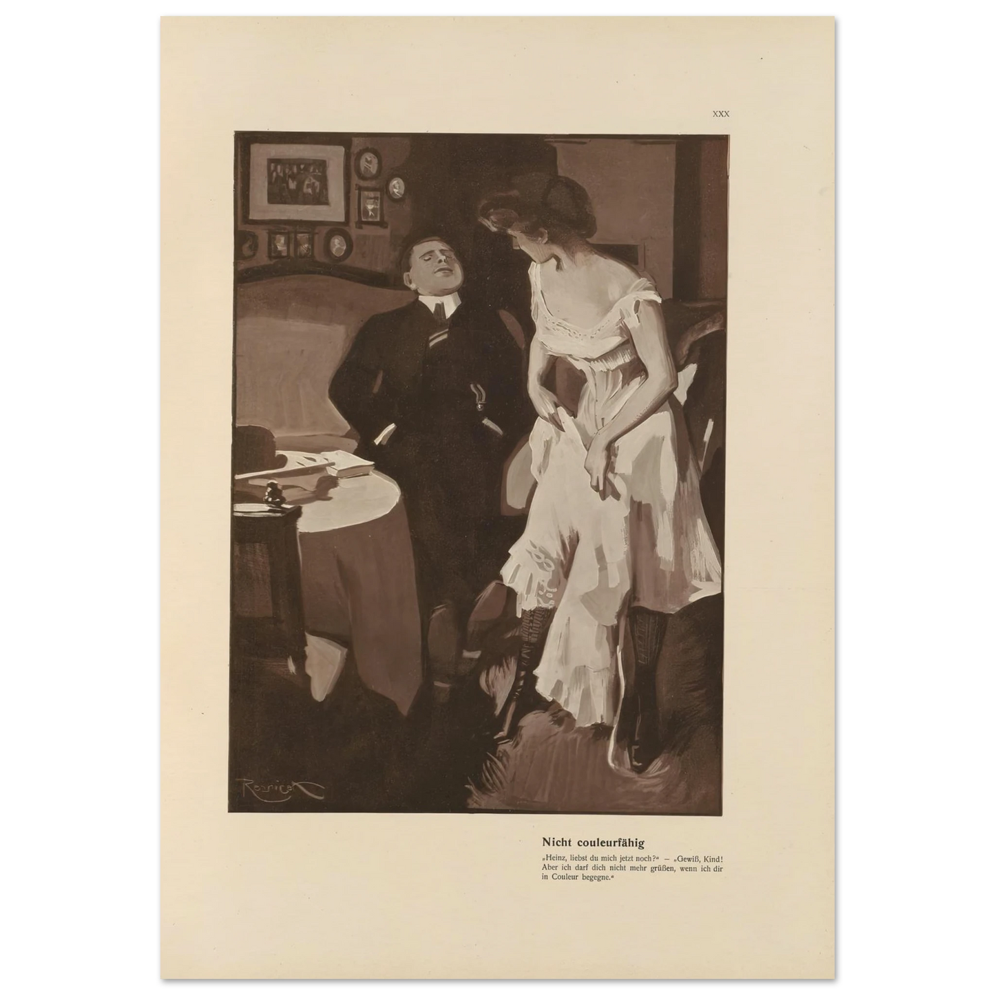 Nicht couleurfàhig (1908) Art Print | Ferdinand Freiherr von Reznicek - Framed Poster - 30x40 cm / 12x16″ - Black frame