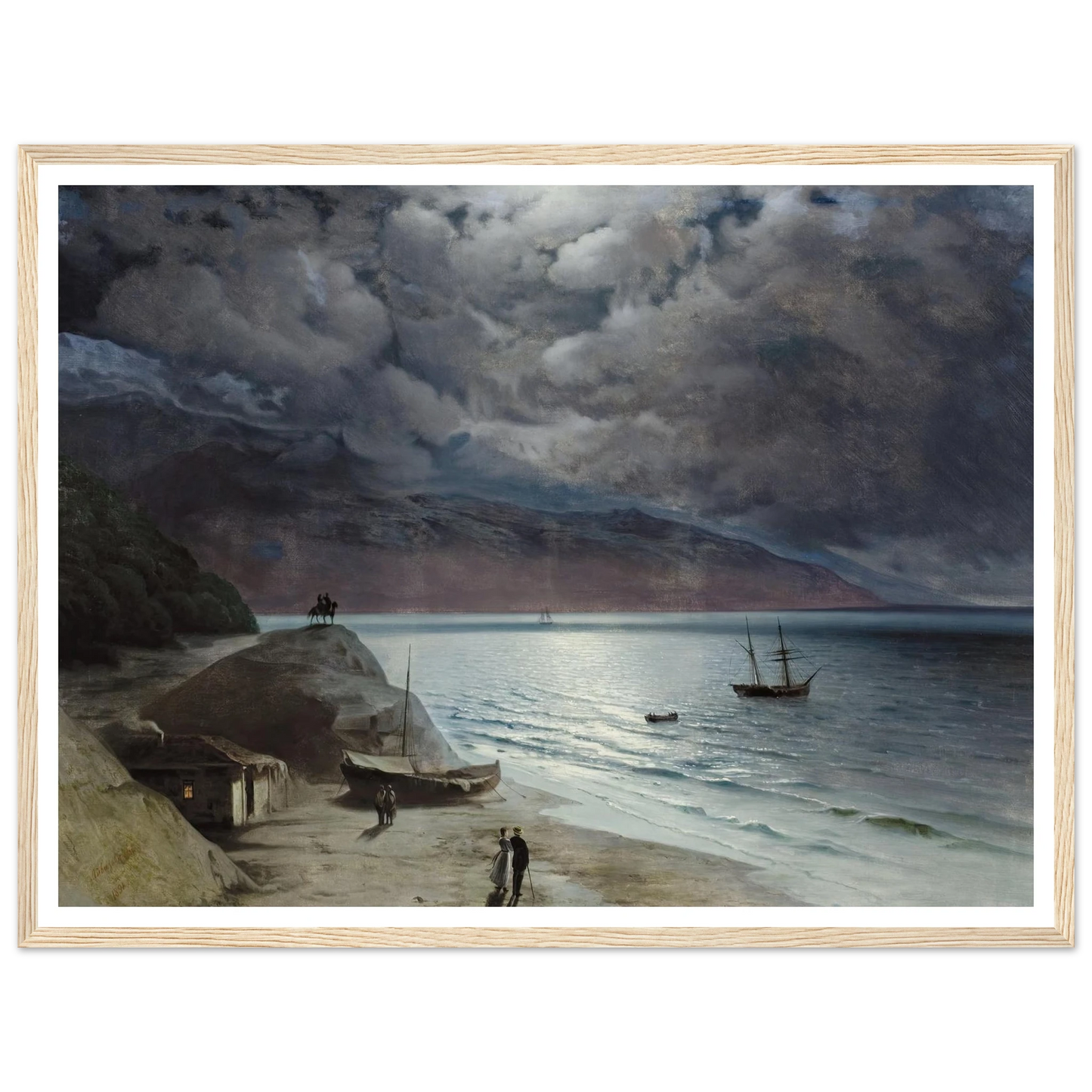 Night at Gurzof (1891) Art Print | Ivan Konstantinovich Aivazovsky - Framed Poster - 30x40 cm / 12x16″ - Black frame