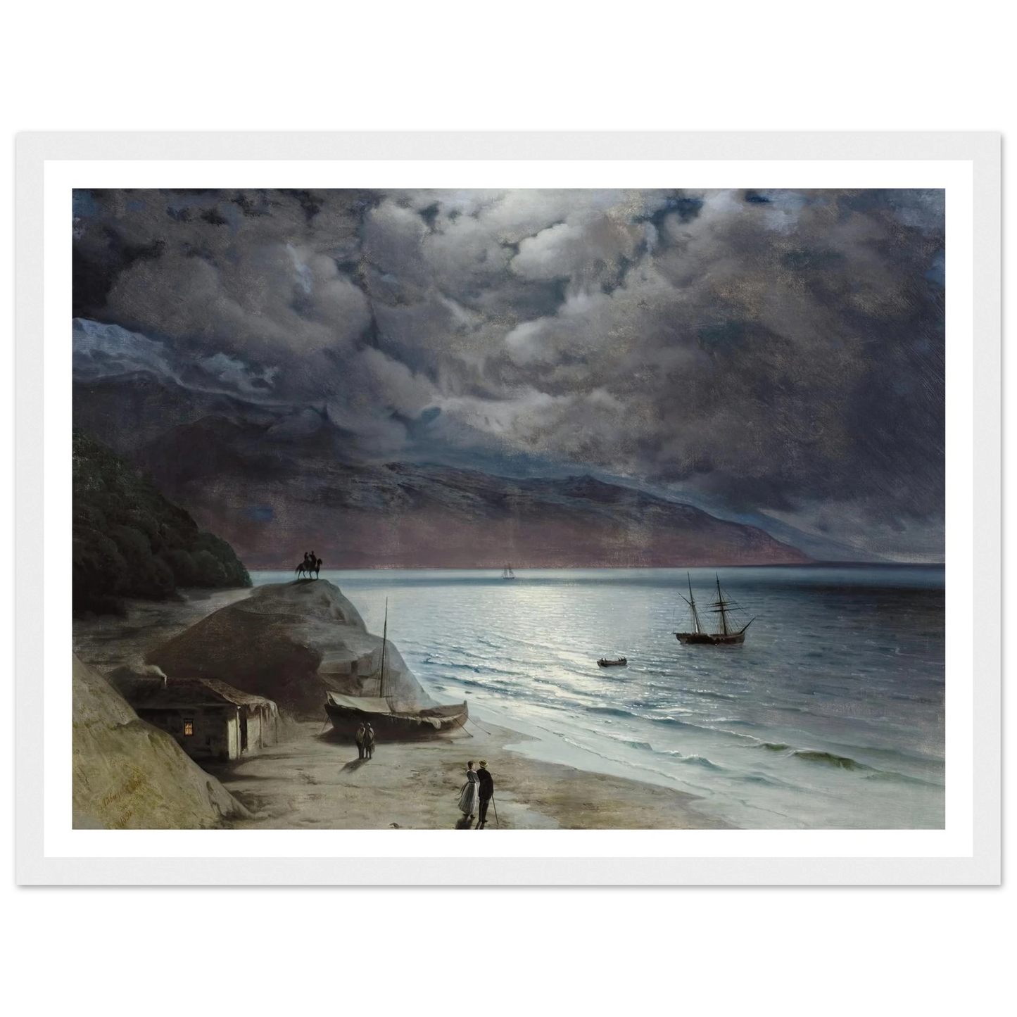 Night at Gurzof (1891) Art Print | Ivan Konstantinovich Aivazovsky - Framed Poster - 30x40 cm / 12x16″ - Black frame