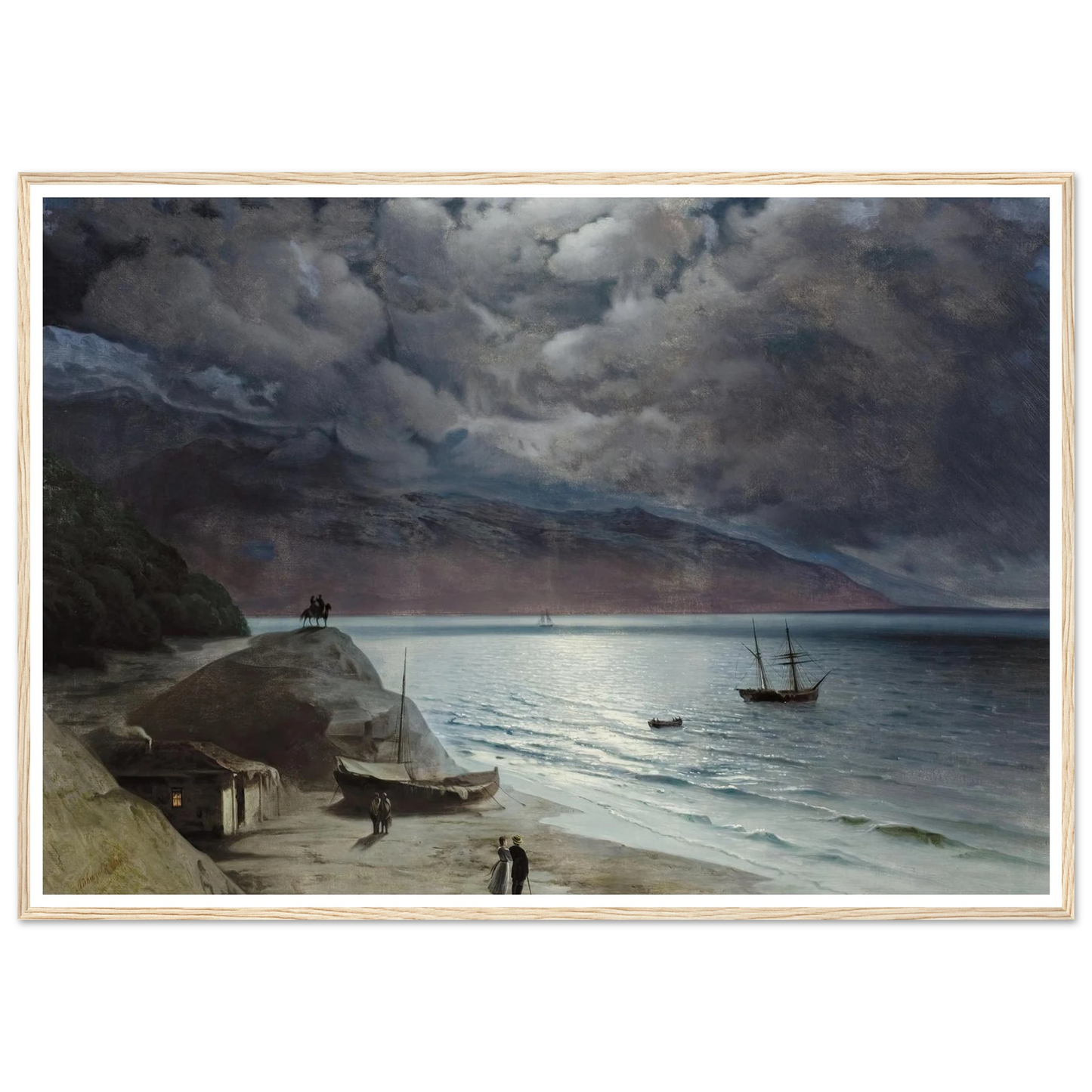 Night at Gurzof (1891) Art Print | Ivan Konstantinovich Aivazovsky - Framed Poster - 30x40 cm / 12x16″ - Black frame