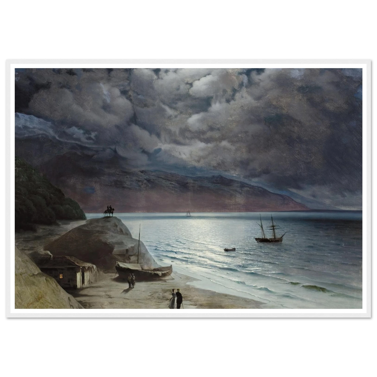 Night at Gurzof (1891) Art Print | Ivan Konstantinovich Aivazovsky - Framed Poster - 30x40 cm / 12x16″ - Black frame