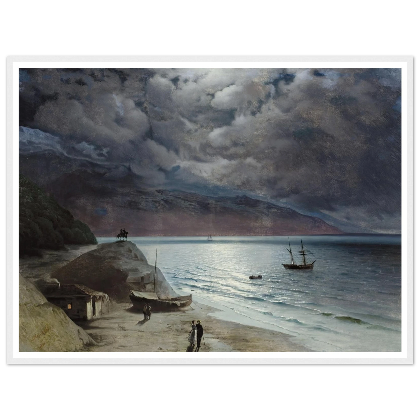Night at Gurzof (1891) Art Print | Ivan Konstantinovich Aivazovsky - Framed Poster - 30x40 cm / 12x16″ - Black frame