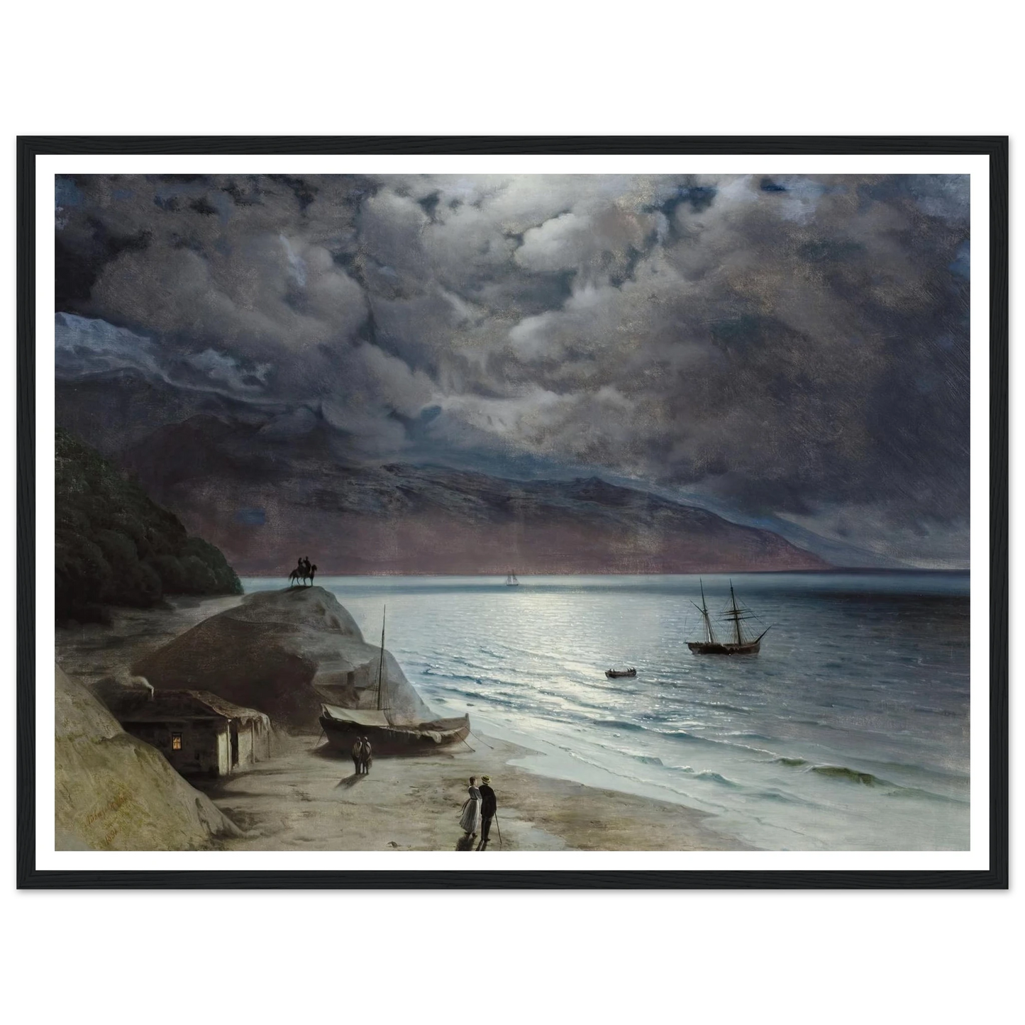 Night at Gurzof (1891) Art Print | Ivan Konstantinovich Aivazovsky - Framed Poster - 30x40 cm / 12x16″ - Black frame