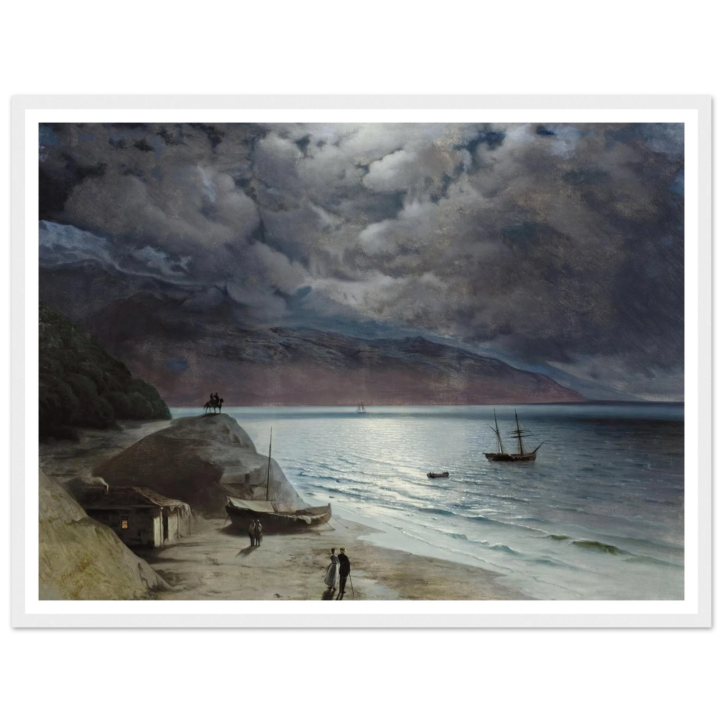 Night at Gurzof (1891) Art Print | Ivan Konstantinovich Aivazovsky - Framed Poster - 30x40 cm / 12x16″ - Black frame
