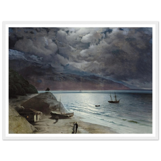 Night at Gurzof (1891) Art Print | Ivan Konstantinovich Aivazovsky - Framed Poster - 30x40 cm / 12x16″ - Black frame