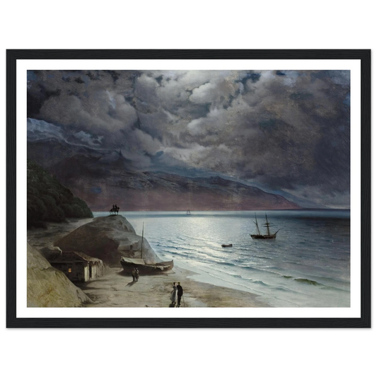 Night at Gurzof (1891) Art Print | Ivan Konstantinovich Aivazovsky - Framed Poster - 30x40 cm / 12x16″ - Black frame