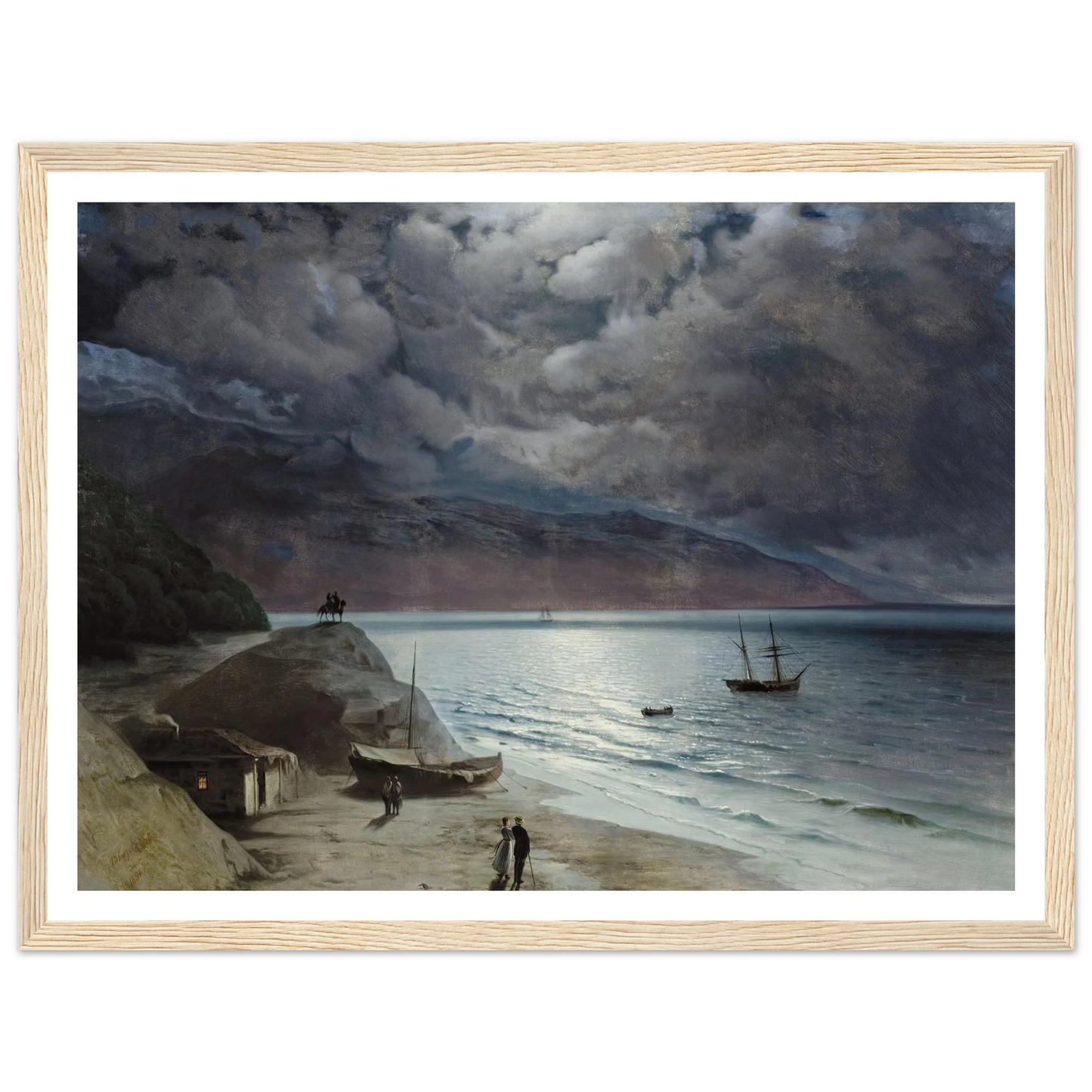 Night at Gurzof (1891) Art Print | Ivan Konstantinovich Aivazovsky - Framed Poster - 30x40 cm / 12x16″ - Black frame
