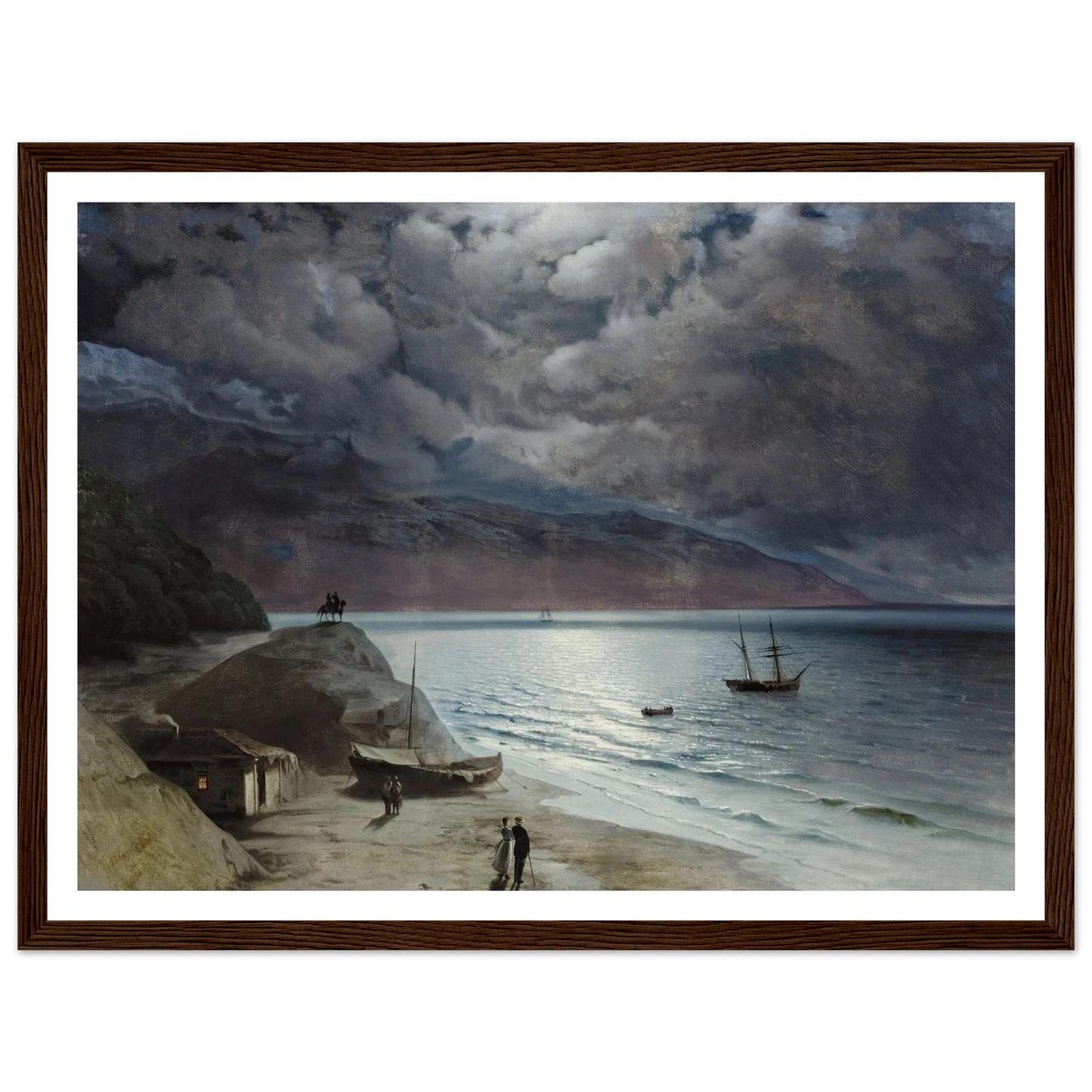 Night at Gurzof (1891) Art Print | Ivan Konstantinovich Aivazovsky - Framed Poster - 30x40 cm / 12x16″ - Black frame