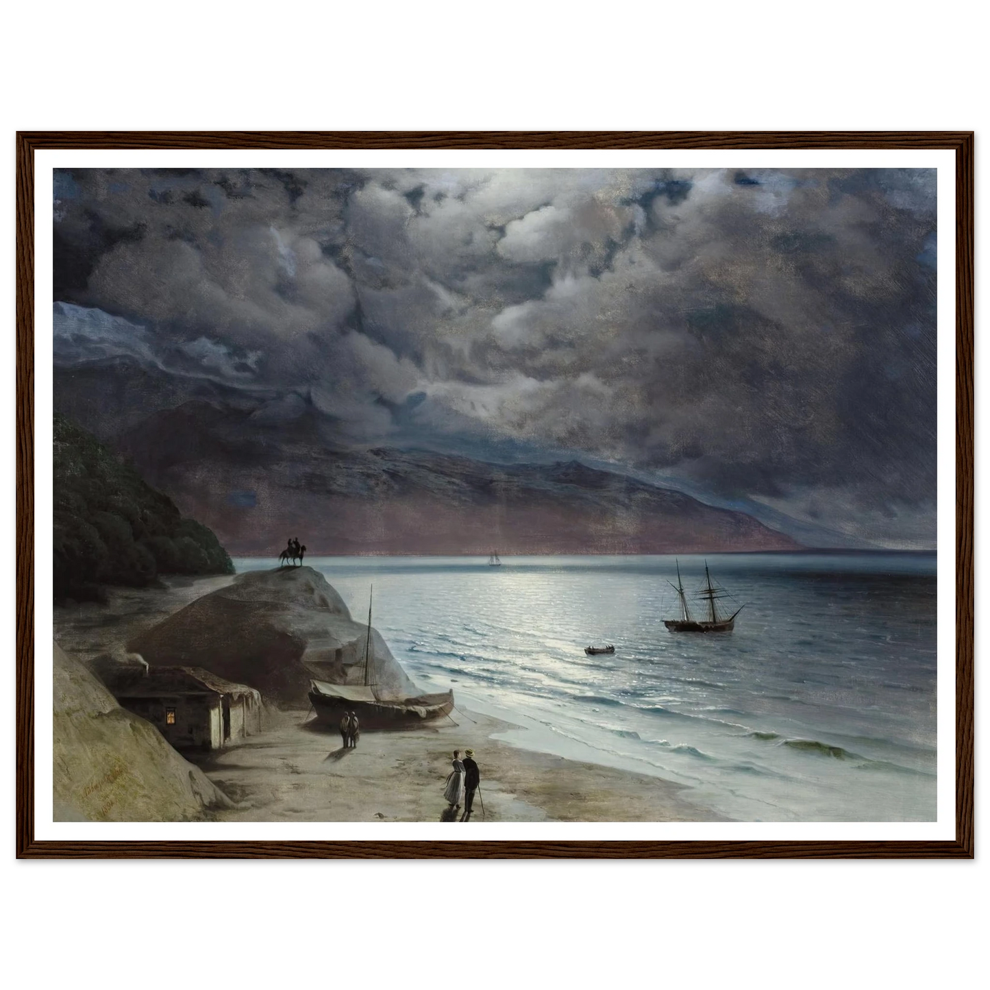Night at Gurzof (1891) Art Print | Ivan Konstantinovich Aivazovsky - Framed Poster - 30x40 cm / 12x16″ - Black frame