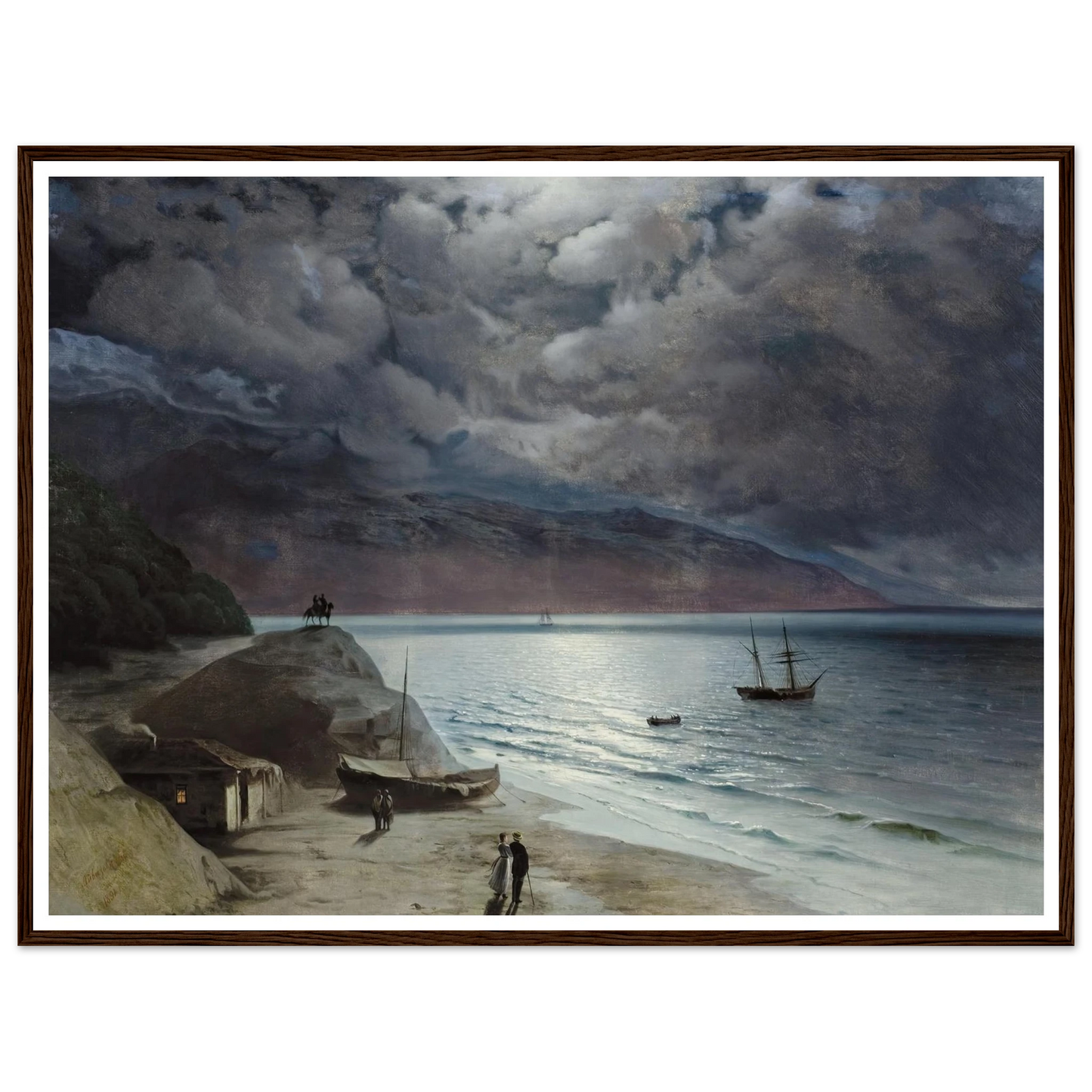 Night at Gurzof (1891) Art Print | Ivan Konstantinovich Aivazovsky - Framed Poster - 30x40 cm / 12x16″ - Black frame