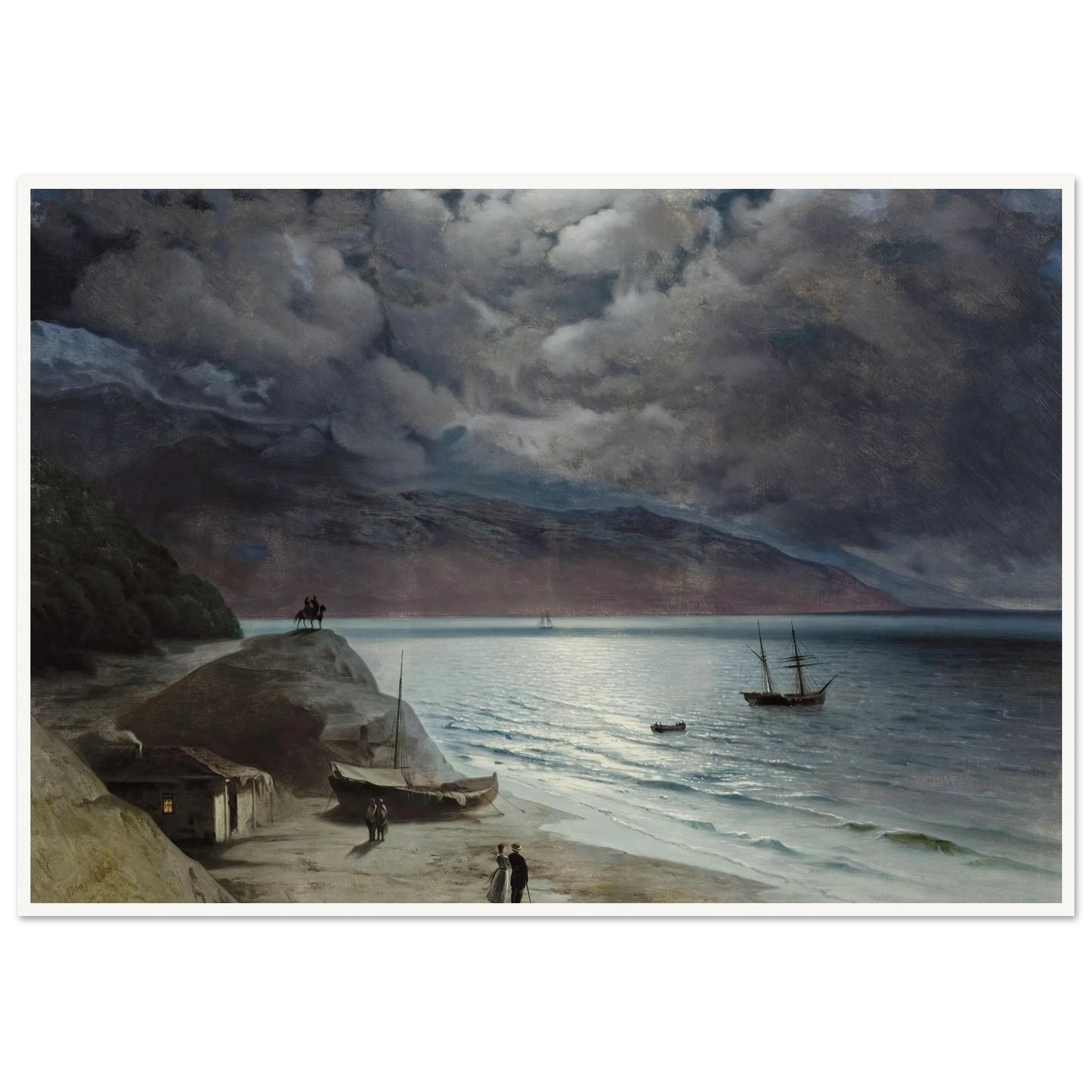 Night at Gurzof (1891) Art Print | Ivan Konstantinovich Aivazovsky - Framed Poster - 30x40 cm / 12x16″ - Black frame
