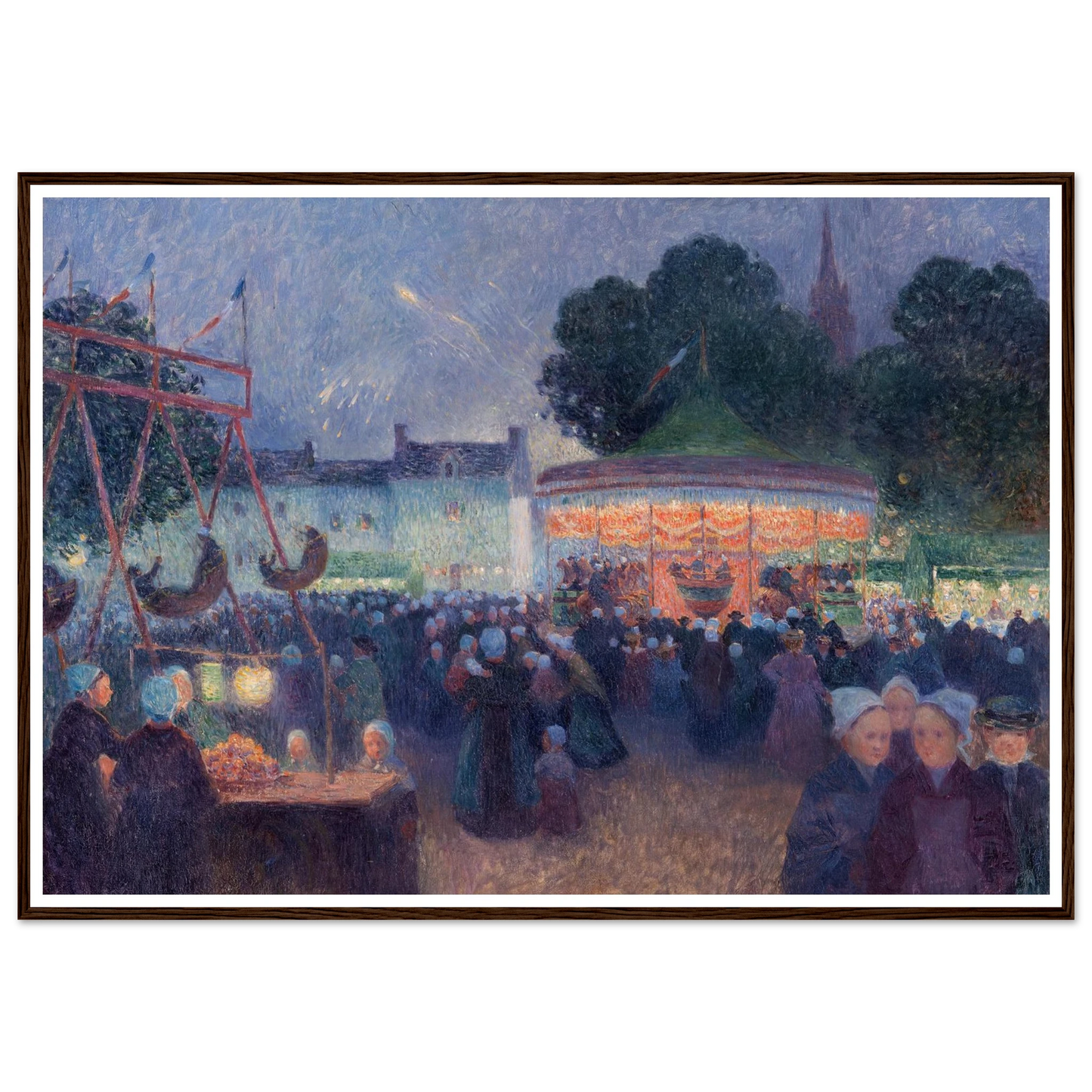 Night Fair at Saint-Pol-de-Léon,1894-98 Art Print | Ferdinand du Puigaudeau - Framed Poster - 30x40 cm / 12x16″ - Black frame