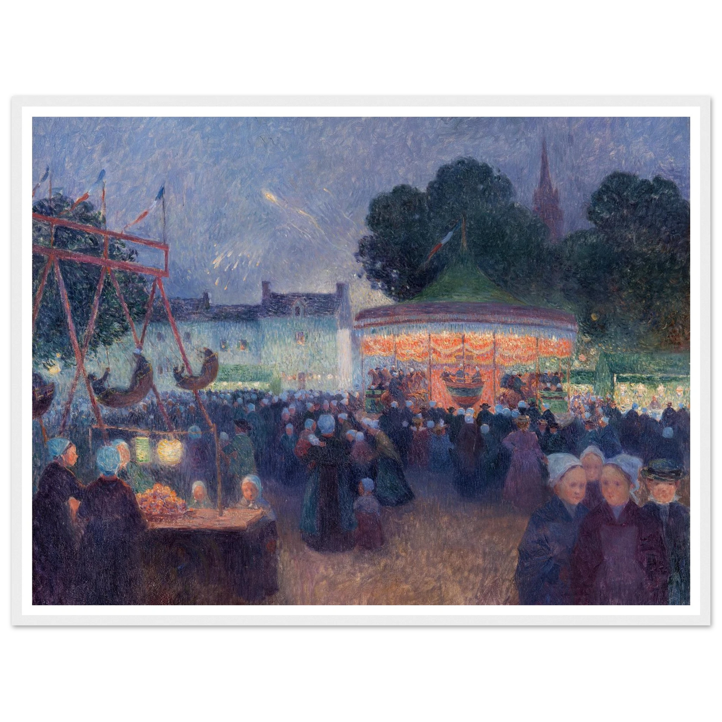 Night Fair at Saint-Pol-de-Léon,1894-98 Art Print | Ferdinand du Puigaudeau - Framed Poster - 30x40 cm / 12x16″ - Black frame