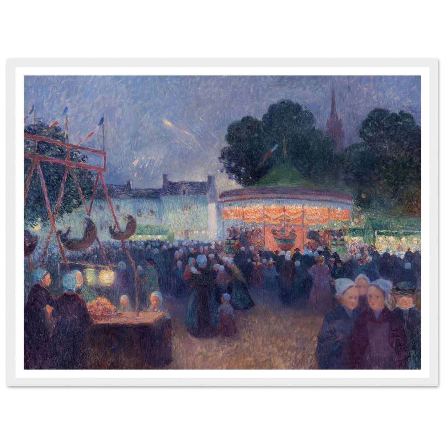 Night Fair at Saint-Pol-de-Léon,1894-98 Art Print | Ferdinand du Puigaudeau - Framed Poster - 30x40 cm / 12x16″ - Black frame