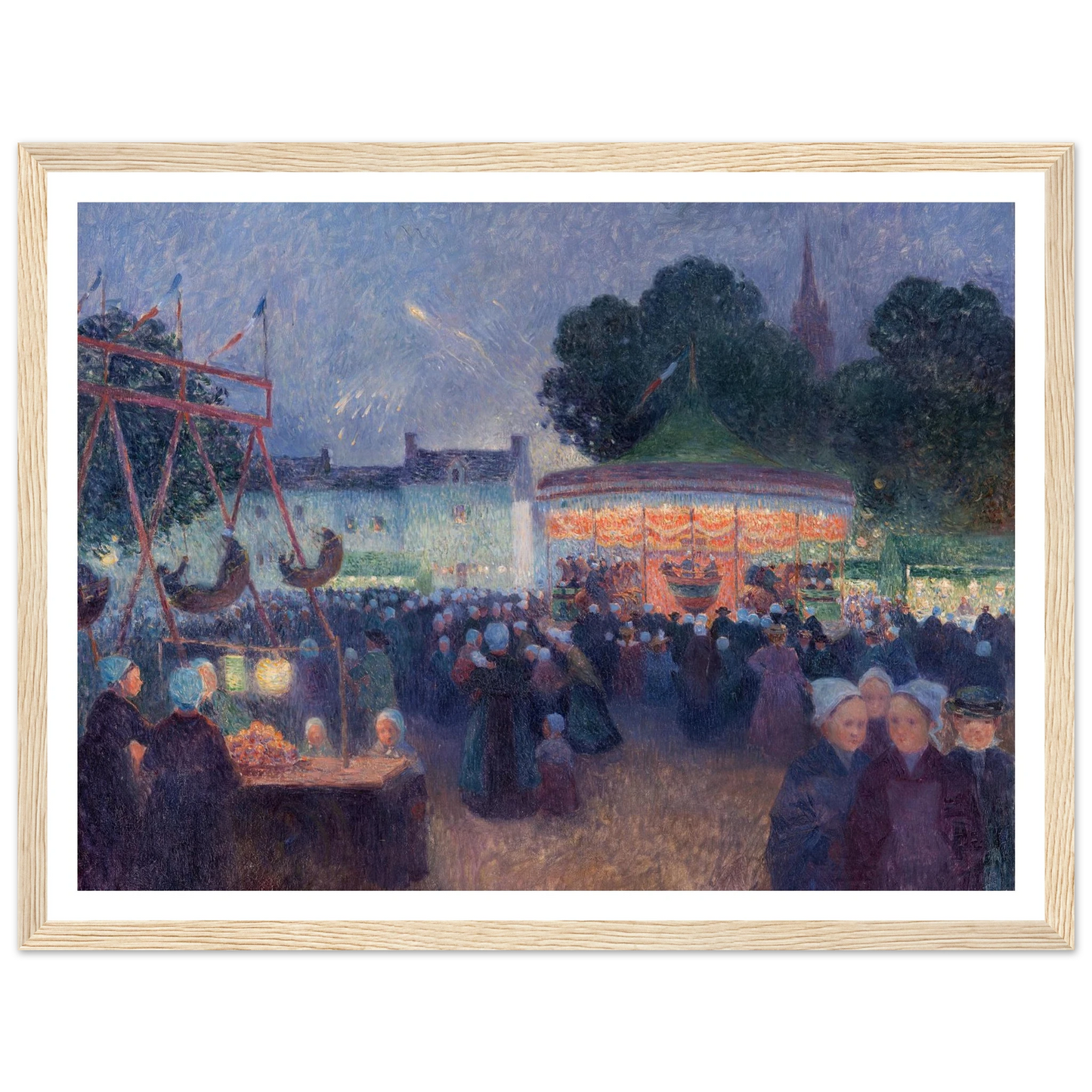 Night Fair at Saint-Pol-de-Léon,1894-98 Art Print | Ferdinand du Puigaudeau - Framed Poster - 30x40 cm / 12x16″ - Black frame