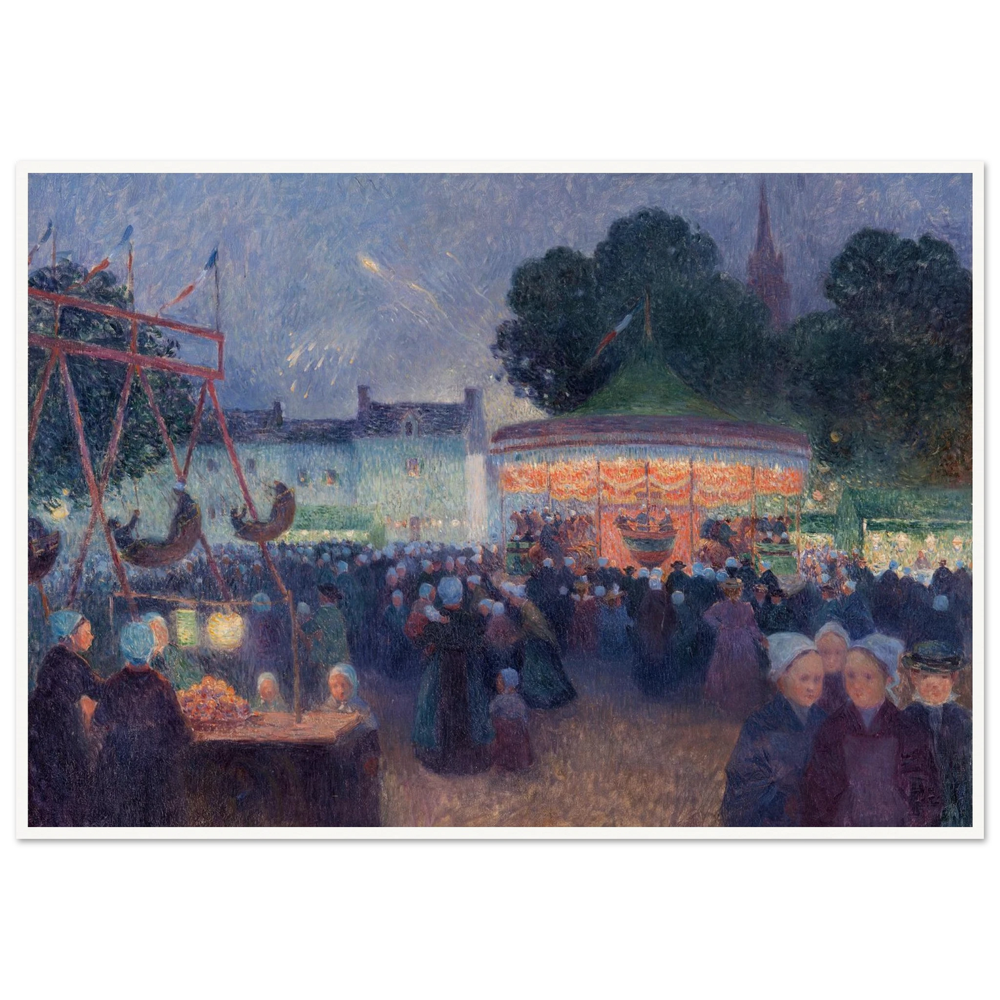 Night Fair at Saint-Pol-de-Léon,1894-98 Art Print | Ferdinand du Puigaudeau - Framed Poster - 30x40 cm / 12x16″ - Black frame
